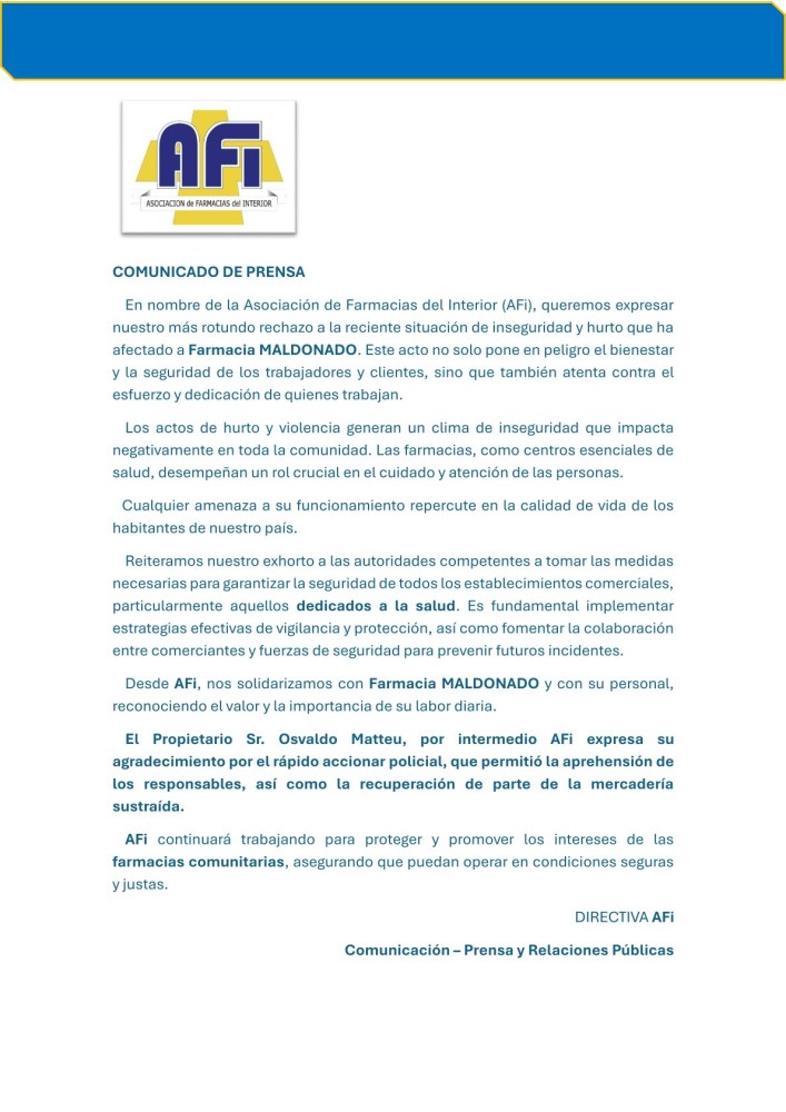 COMUNICADO DE PRENSA
